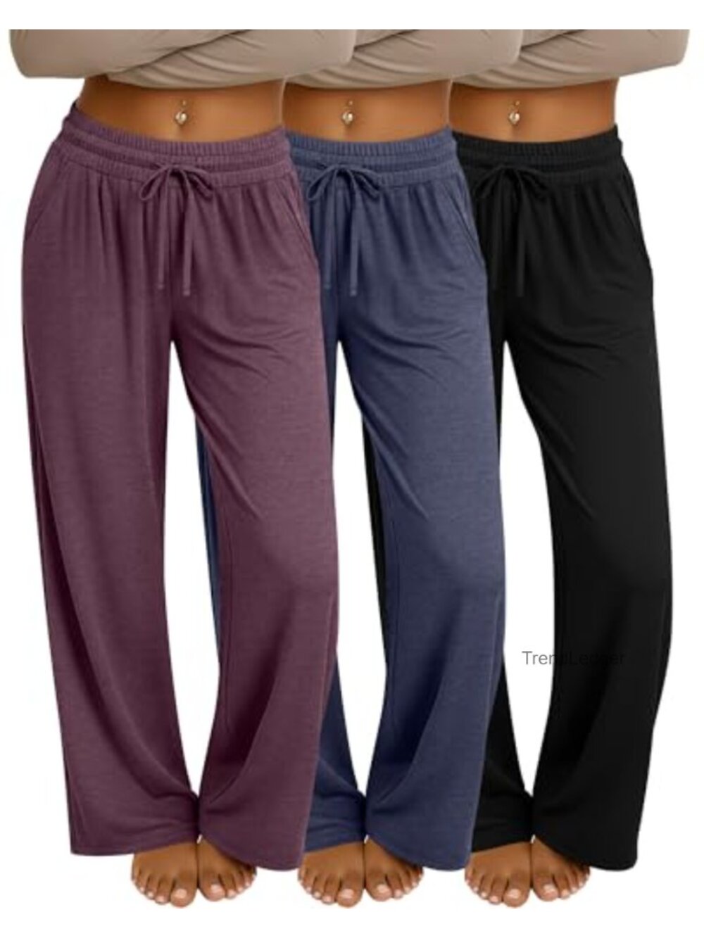 3 Pack Women's Wide Leg Sweatpants Loose Pants with Pockets